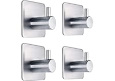 Adhesive Hooks Heavy Duty Wall Hooks Waterproof Stainless Steel Hooks for Hanging Coat, Hat,Towel Robe Hook Rack Wall Mount- 