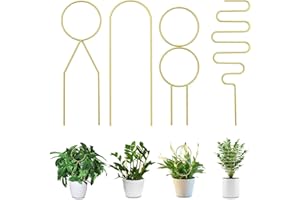 ACTIMED 4 Piezas de Ayuda para Plantas de Interior, Enrejado de Metal para Plantas trepadoras, Soporte para Plantas en Maceta, una Buena elección y un Gran Regalo para los Amantes del jardín(Dorado)