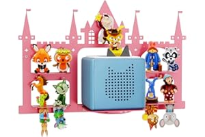 DUHARS Etagere Murale Enfant pour Toniebox & Tonies Figurine, Plus de 35 Personnage Tonies, Étagère Tonies Support Tonies Box, Etagere Château en Métal, pour Chambre Enfant et Salle de Jeux, Rose