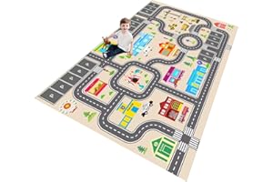 ZFHNYJWKL Alfombra Coches Infantil Alfombra de Juego Carretera, Juegos, HabitacióN Road Playmat para Jugar con Coches y Juguetes(C,120X180CM)