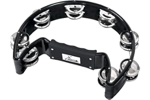 XDrum Hand Tambourin Halbmond Form (Tambourine, 16 Paar verchromte Stahl-Schellen, Kunststoff) schwarz