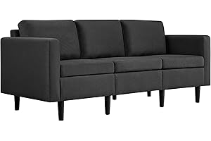 ‎YAHEETECH Yaheetech 3 Sitzer Sofa Gästesofa Modern Couch 3er Sitzsofa Bequeme Polsterung 188,5×79×80 cm fürs Wohnzimmer/Schlafzimmer/Gästezimmer, Sofateile unter dem Polster verpackt Schwarz
