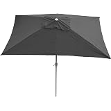 Gartenschirm Rechteckig 2x3m, Neigbar, Mit Kurbel - Polyester/Anthrazit, Alu-Gestell