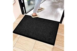 PHP Barrier Mat Non Slip Door Mat Rubber Mats Floor Mats Kitchen Rugs Washable Light Weight Rubber Multi Color And Sizes Heavy Duty (60 x 90 cm, Black)