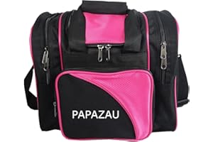 PAPAZAU Bowling Bag for Single Ball - Single Ball Tote Bag with Padded Ball Holder - Fits a Single Pair of Bowling Shoes Up to Mens Size 14