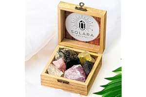 SOLARA CRYSTAL Premium Crystal Gift Box - 7 Healing Crystals Set with Natural Raw Stones for Energy Cleansing, Chakra Balancing & Meditation - Spiritual Gifts for Women, Reiki & Crystal Lovers
