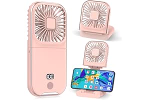 Dealswin Mini ventilateur manuel à 4 régulateurs USB - Petit ventilateur portable - Rechargeable - Batterie de 3000 mAh - Pour bureau, maison, extérieur - Rose