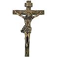 Antique Bronze Hanging Wall INRI Christ Cross Crucifix Home Office Statue Figure