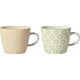 Bloomingville Tazze con Manici Isabella - Tazze da caffè Mug da tè al Latte per Ufficio e Cucina ø 9,5 x H 8 cm, Giallo Verde
