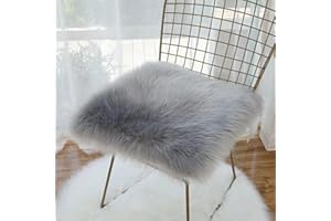 Cumay Dywan ze sztucznego futra, puszysty dywan ze skóry jagnięcej, nadaje się do prania, do salonu, sypialni, na krzesło, łóżko, sofę, dekoracyjne futro, 45 x 45 cm