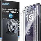 ELYCO Tempered Glass for Xiaomi Redmi Note 15 Pro Plus/POCO M8 Pro 5G | 3 Pieces Screen Protector + 2 Pieces Camera Lens Prot