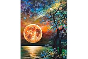 Fokenzary Peinture par numéros sur toile pour enfants ou adultes débutants avec pinceaux et peintures acryliques, sans cadre (40 x 50 cm)