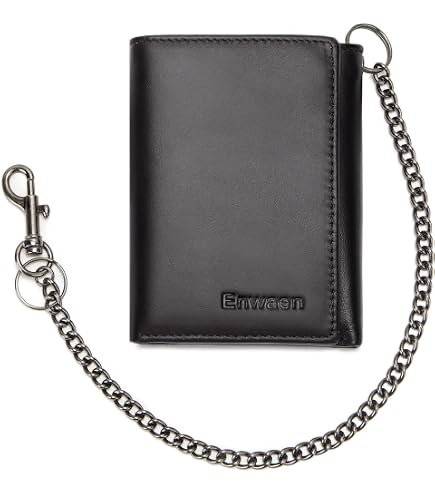 SZCO Forniture Portafoglio Biker In Pelle Nero Con Catena - 15 Cm - 3