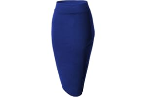 Urban GoCo Jupe Crayon au Genou à Taille Haute Midi Jupe Élasticité Bodycon Droite Jupe pour Femmes