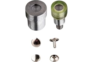 Trimming Shop Double Cap Rivets Setting Dies Tubular Rivets Fixing Dies Set for Green Hand Press Machine DIY Projects, Leathercrafts, Handbag, Repair Clothing, 9mm
