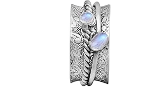 SHINE JEWEL Spinner Ring !! 925 Sterling Silver Moonstone Meditation Ring, Anxiety Ring, Fidget Ring All Size