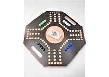 Jackaroo Wooden Board Game for 4 Players With Glass Marbles and Cards, Size 39X39 cm, Black