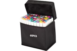 WSRYX 60 Colores Rotuladores Lettering Permanentes de Colores Punta Pincel Alcohol Copic Marker Rotuladores Manga Doble Punta Brushmarker (60 white)