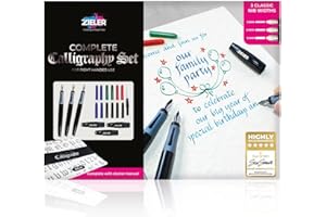 Zieler Calligraphy Pen Set - Complete 3 Pen 17-piece Calligraphy Writing Set Free-flowing pens with soft rubber finger grip ● Suitable for all levels
