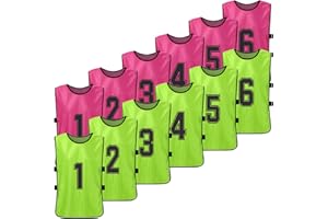 ERYUE Gilet, 12 PCS Adultes Football Pinnies 2 Couleurs Séchage Rapide Maillots D'équipe De Football Sport pour Jeunes Scrimmage Équipe De Football Entraînement Bavoirs Numérotés Pratique Sport Gilet
