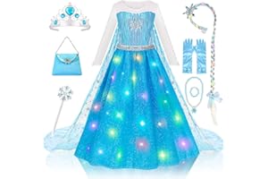MELAND Princess Costumes for Girls, Princess Dress Up for 3 4 5 6 7 8 Year Old Girls Gift, World Book Day Costume Girls Fancy Dress for Kids Halloween