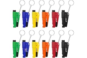 ‎BLINGOOSE BLINGOOSE 12 Stück Gurtschneider und Glasbrecher Schlüsselanhänger 3-in-1 Mini Auto Fluchtwerkzeug Notfallhammer Car Rescue me Überleben Pfeifen Sicherheit Werkzeuge 6 Farben