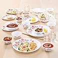 Larah By Borosil Ayana Silk Series Opalware Dinner Set with Glasses, 35 Pieces for Family of 6, Microwave & Dishwasher Safe, Bone-Ash Free, Crockery Set for Dining & Gifting, Plates & Bowls, White