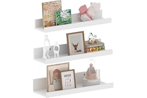 EXYGLO Mensola da Muro, Mensola Galleggiante Bianca, Salvaspazio per Camera da letto, Soggiorno, Bagno e Cucina, 40cm Set di 3