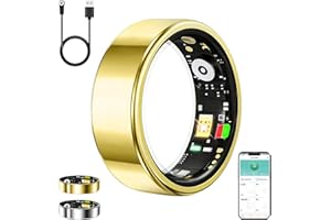 REZITHGER Smart Ring for Women Men,Birthday Gifts for Women Men - Health & Activity Tracker with Heart Rate,Sleep Monitoring/Blood Oxygen/Motion Tracking,Waterproof & No Subscription Required Gold 9