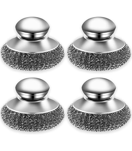 FHBHJNATC Set Di 5 Manici In Spugna In Acciaio, Pulitore In Acciaio Inox, Spugna In Lana D'acciaio, Viene Utilizzato Per Pulire Utensili Da Cucina Come Fornelli Da Cucina, Pentole, Ciotole, Pentole
