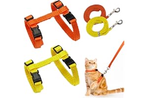 GRANTOP 2 regulowane nylonowe uprząż dla kota, uprząż dla kotów, obroża dla kotków, szczeniaków, królików, zająców, pomarańczowych, miękkich, ze smyczą