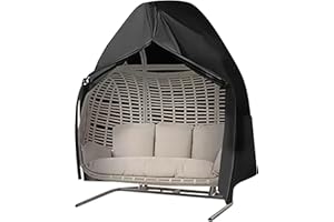 MEKOTRIN Egg Chair Cover, Outdoor Double Egg Chair Cover Waterproof 420D Oxford Fabric Windproof for Hanging Swing Chair with Zipper&Drawstring 230x200cm Black for Garden Furniture