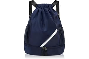 flintronic Mochilas De Cuerdas, Deporte Grande Bolsa de Cordón Impermeable, Mochila Deporte Mochila Gym De Malla Agua con Compartimento de Zapatos y Bolsillo Mochila para Deportes Vacaciones