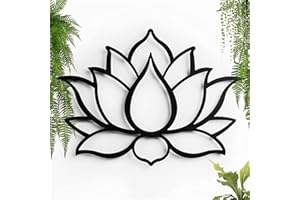 KELULY Décoration Métal. Sculpture murale flottante avec ombres en acier. (21 x 15 cm., Fleur de lotus)