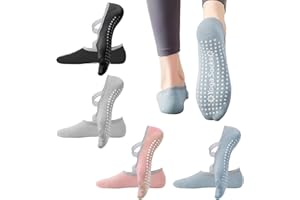 XOKL 2 Pairs Yoga Socks for Women Non-Slip Pilates Socks Cross Strap Grip Socks for Dance Workout Ballet Trampoline Exercise