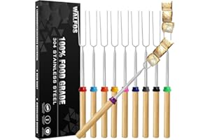 WALFOS Marshmallow Toasting Forks, Telescoping Marshmallow Toasting Kits Sticks, BBQ Smores Skewers,Campfire Roasting Sticks & Hot Dog Forks, 10 PCS