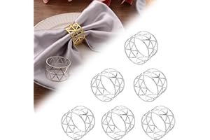 SEWOKON Silver Napkin Rings Set, Christmas Napkin Rings (6 PCS)