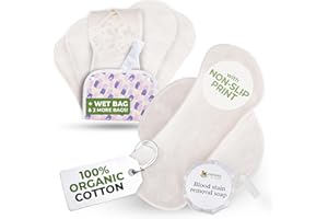 ‎NATISSY Öko Stoffbinden waschbar mit rutschfestem Druck aus Bio Viskose für starke Blutung & Inkontinenz (Größe L+XL, 6er-Pack); waschbar bei hoher T°; lange & dünne Binden für Damen für bequeme Periodentage