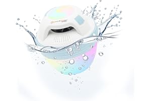 MusicMan Haut-Parleur de Piscine Portable, sans Fil et étanche avec Bluetooth, 4 LED Couleurs différentes, Mains Libres avec Microphone, 8 Heures d'autonomie - Petit Haut-Parleur Douche BT-X60