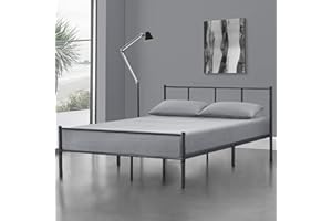 [EN.CASA] Struttura Letto in Metallo con Testiera e Pediera 120 x 200 cm Letto 1 Piazza e Mezza per Adulti/Ragazzi - Grigio Scuro