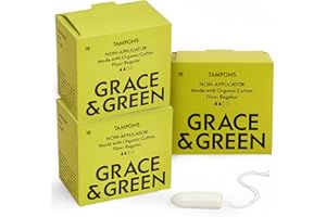 GRACE AND GREEN Grace & Green 54 Non-Applicator Tampons - Regular Size | Eco-Friendly Period Products | Biodegradable Packaging | B-Corp Certified | Safe & Sustainable | 3 x 18 Pack | No Dye, Bleach or Fragrance