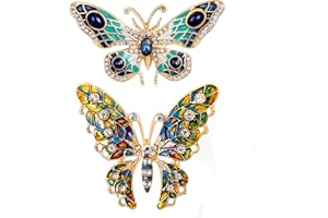 CAILIYA Broche,Broche de Mariposa de Color,Hermoso Broche de Insectos, Elegante Broche,Adorno Perfecto para Mujeres y Hombres,con Una Hermosa Caja de Regalo,Selección de Regalo Ideal (2 Estilos,2 Piezas)