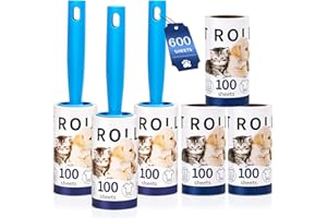 LYCHICO Lint Rollers for Pet Hair Remover, 600 Sheets Mega Value Set, 3 Handle with 6 Extra Sticky Lint Rollers for Pet Hair Removal, Dog and Cat Lint Remover for Clothes, Furniture, Carpet
