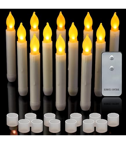 Bougies LED Télécommandable 10pcs HoaaiGo - Effet Flamme Réaliste + Minuterie | Décoration Noël Ambiance
