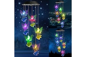 iShabao Angeli Campanelli Eolici Solare, 6 LED Carillon del Vento Solare, Campanelli Solare Impermeabili, Cambia Colore, Regalo Mamma/Donna, Decorazione di Alberi, Balconi, Matrimoni