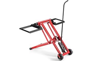 RELAX4LIFE Rasentraktorheber mit Hydraulischer Pumpe 2 Rädern, Rasenmäherheber mit 3 Verstellbare Höhen & 4 Verstellbare Breiten, Reinigungshilfe für Rasenmäher Aufsitzmäher Quad, Hebebühne Metall