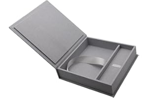 ELEGANTDISK Elegant Foto-Box mit USB Slot. Geschenkbox für USB-Sticks und Fotoabzüge 10x15 cm (ohne USB) Aufbewahrungsbox Hochzeitsbox, Erinnerungsbox, Fotogeschenk (HGrau, 18x18x5 cm)