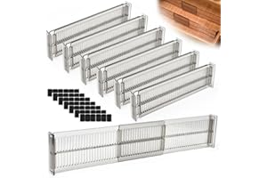 ADERTOS 7 PCS Separadores de Cajones Ajustables 27,5-51 cm, Divisores de Cajones Ajustables, Separadores para Cajones Ajustables de Plástico, Organizador Divisores de Cajones para Hogar Oficina