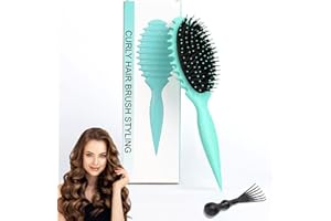 jatimdotin Cepillo de pelo Rizado, Bounce Curl Brush, Cepillo Multifuncional para Rizos, Cepillo Pelo Diseñado para Método Curly para Reducir el Tirón y la Separación de Rizos (Verde)