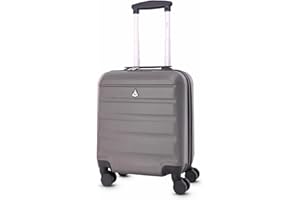 Aerolite Walizka 45x36x20cm Easyjet Maksymalny Rozmiar Podręczny Bagaż Twarda Powłoka ABS Torba Pod Siedzenie Bagażu Kabinowego z 4 kółkami 5 Lat Gwarancji (Węgiel drzewny)